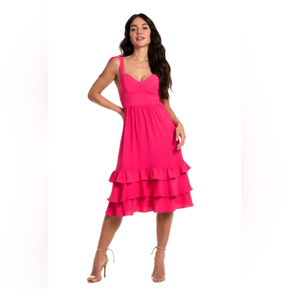 Pink Ruffled Midi Dress
